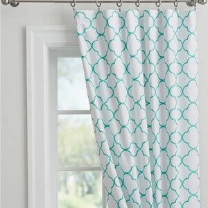 (2) Pottery Barn Teen Lucky Clover Embroidered Blackout Curtain Panels 84” x 24”